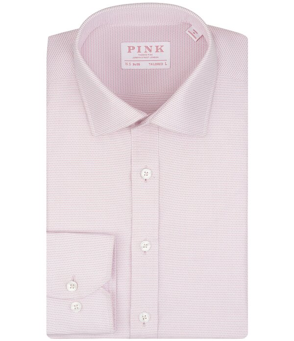 トーマスサクラ色 メンズ トップス プルオーバー Thomas Pink Tailored Fit Spread Collar Textured Solidobby Dresshirt Pink サクラ色 カジュアルシャツ-メンズファッション-トップス