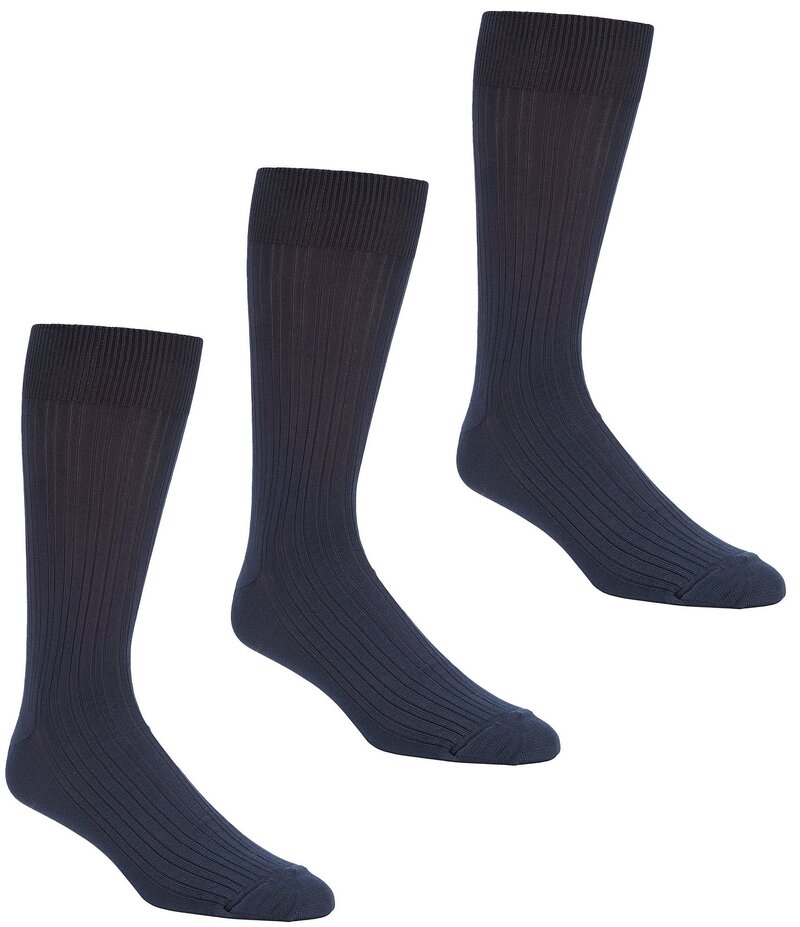 ラウンドトゥリーアンドヨーク メンズ アンダーウェア 靴下 トール Gold Label Roundtree & Yorke Big & Tall Solid Crew Dress Socks 3-Pack Navy ネイビー