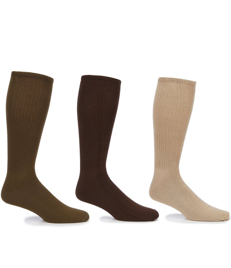 ラウンドトゥリーアンドヨーク メンズ アンダーウェア 靴下 トール Roundtree & Yorke Big & Tall Crew Socks 3-Pack Brown Assorted ブラウン｜ReVida 店