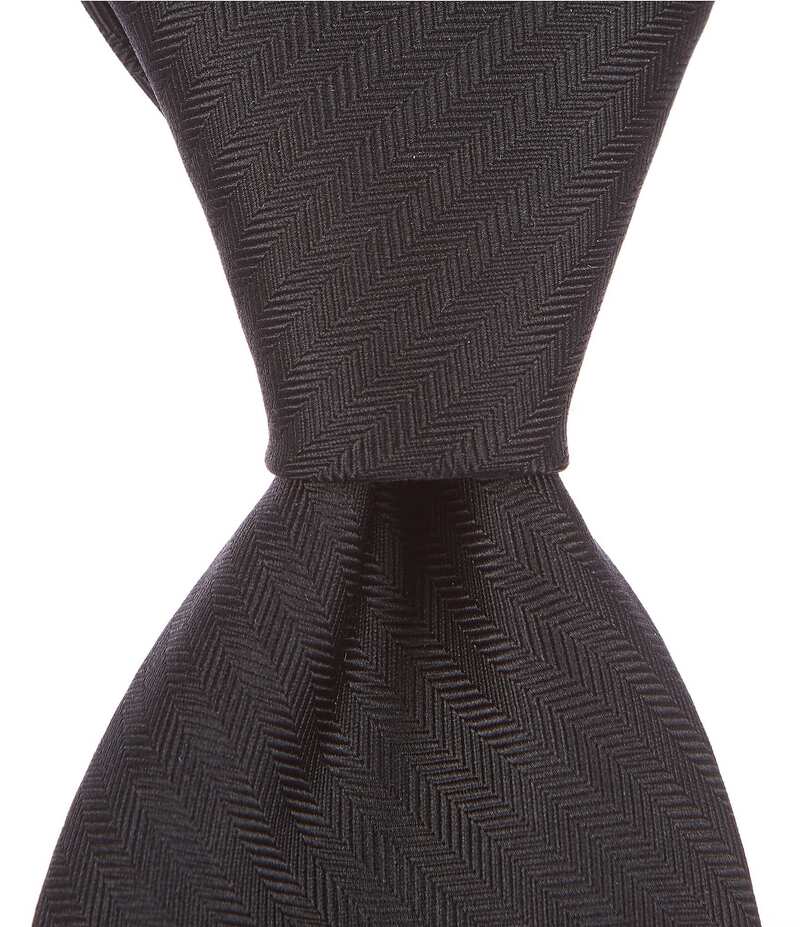ラウンドトゥリーアンドヨーク メンズ アクセサリー ネクタイ トール シルク Roundtree & Yorke Big & Tall Herringbone Solid Traditional 3 3/8 Silk Tie Black ブラック