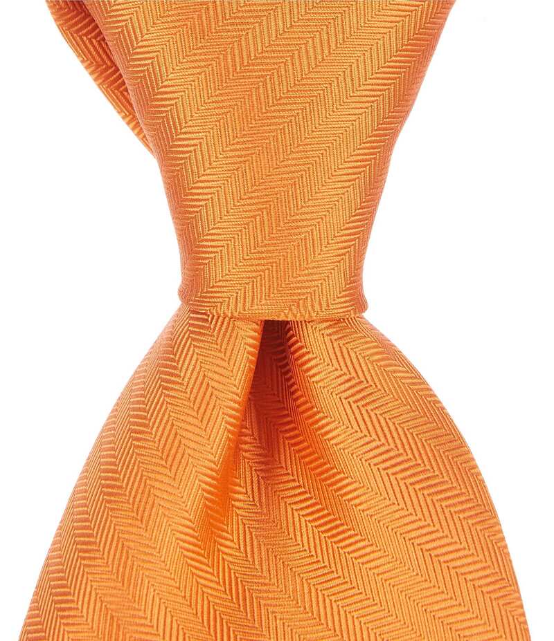 ラウンドトゥリーアンドヨーク メンズ アクセサリー ネクタイ トール シルク Roundtree & Yorke Big & Tall Herringbone Solid Traditional 3 3/8 Silk Tie Orange オレンジ