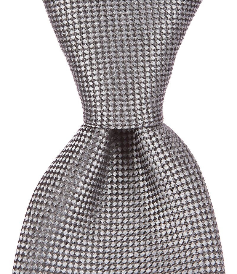 ダニエル クレミュ メンズ アクセサリー ネクタイ オックスフォード トール シルク Cremieux Big & Tall Oxford Solid Traditional 3 1/4 Woven Silk Tie Silver シルバー