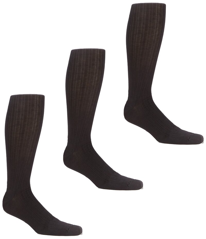 ラウンドトゥリーアンドヨーク メンズ アンダーウェア 靴下 トール Roundtree & Yorke Big & Tall Solid Over-the-Calf Socks 3-Pack Black ブラック
