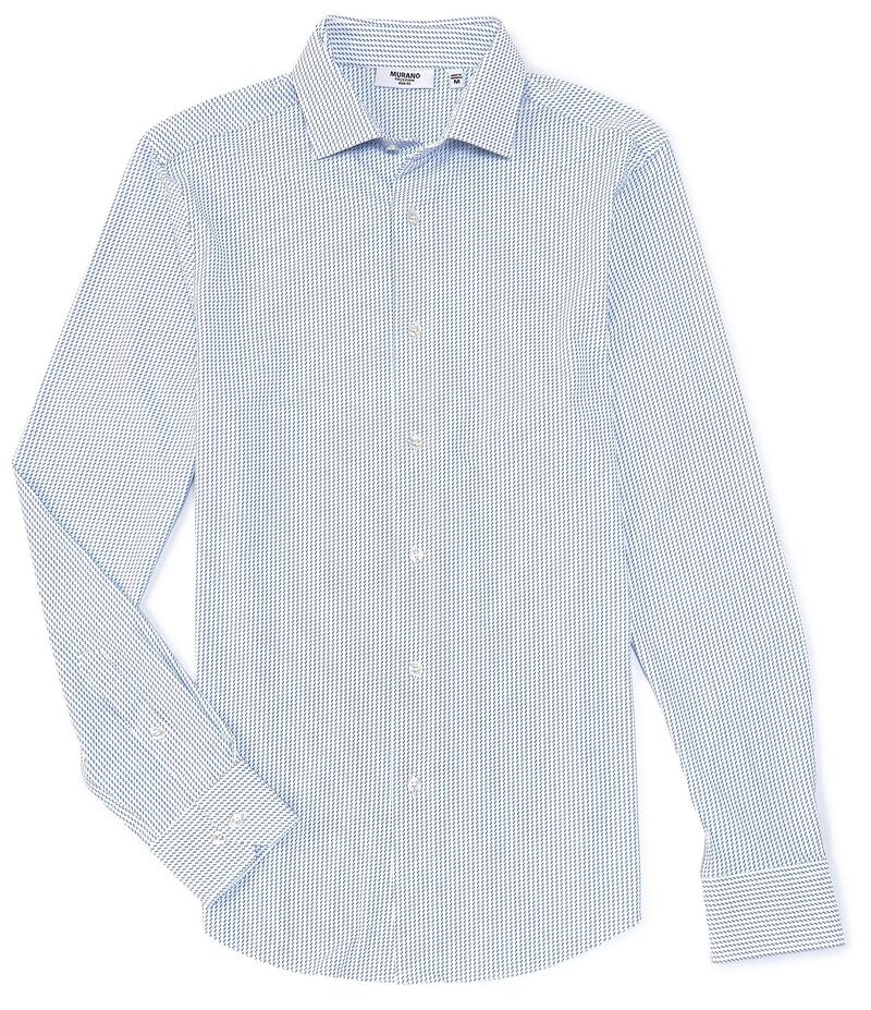 ムラノ メンズ トップス シャツ 長袖 Murano Collezione Canclini Slim-Fit Dash Stripe Long-Sleeve Techno Woven Shirt Blue ブルー