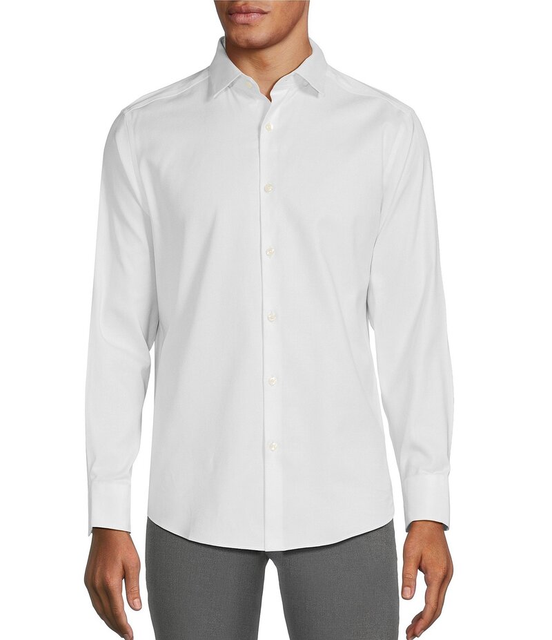 ムラノ メンズ トップス シャツ スリムフィット トール Murano Big & Tall Wardrobe Essentials Slim Fit Solid Stretch Twill Long Sleeve Woven Shirt White ホワイト