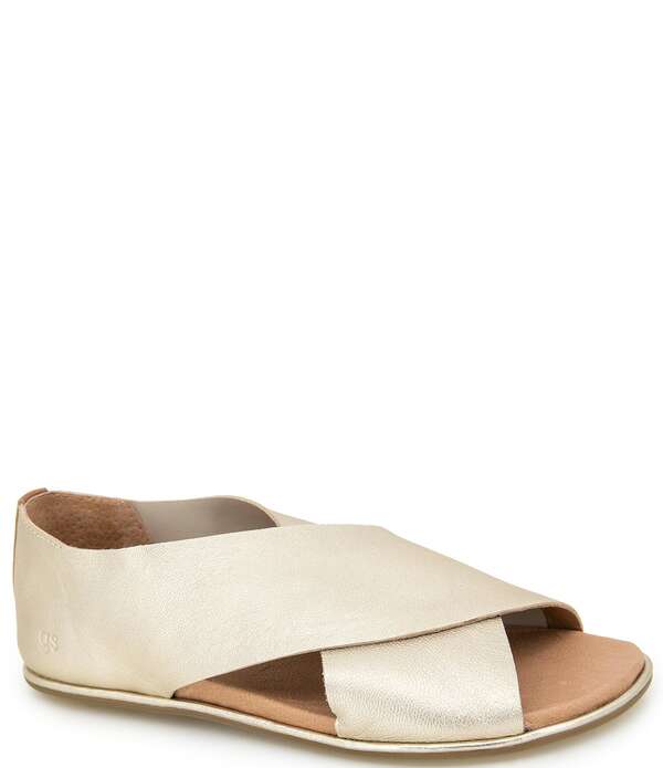 ジェントルソウルズ レディース シューズ パンプス サンダル トール なめし革 Gentle Souls Laniey Metallic Leather Flat Sandals Champagne 三鞭酒