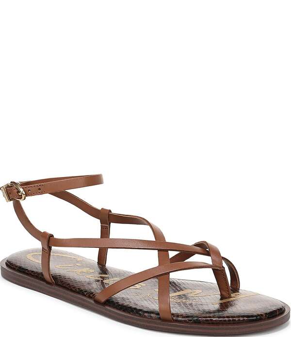 サムエデルマン レディース シューズ サンダル アンクル レザー Circus NY by Sam Edelman Dakota Leather Ankle Wrap Thong Sandals Rich Cognac｜ReVida 店