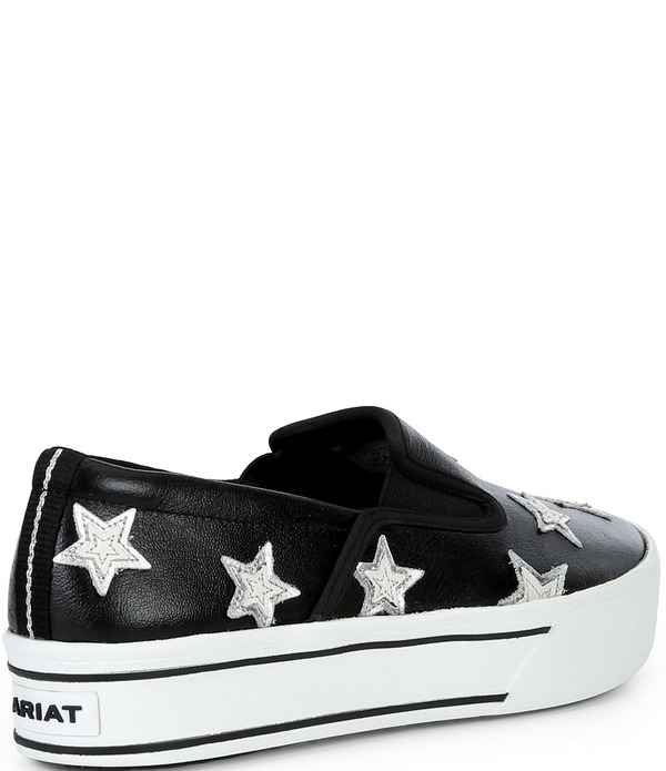 アリアト レディース ボトムス カジュアルパンツ プラットフォーム スニーカー レザー Ariat Women'skylar Leather Star Detail Platform Slip On Sneakers Inkwell Black ブラック|ReVida 店