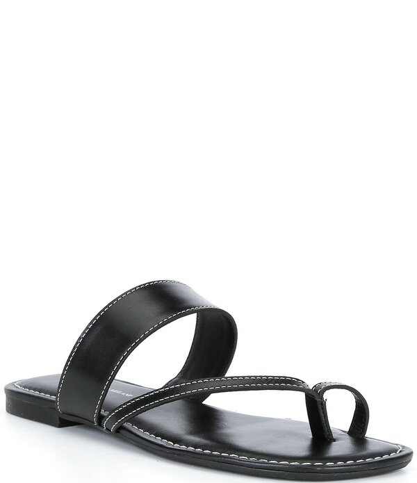 アントニオ メラーニ レディース シューズ サンダル レザー Antonio Melani Jolie Leather Toe Loop Flat Sandals Black ブラック|ReVida 店