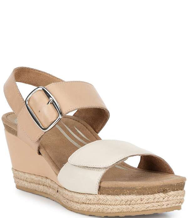 エイトレックス レディース シューズ スリッポン・ローファー サンダル レザー Aetrex Anetta Leather Espadrille Wedge Sandals Off White オフホワイト