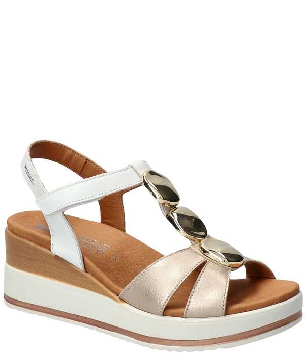 メフィスト レディース シューズ サンダル レザー Mephisto Sallie Leather Hardware T-Strap Hook-and-Loop Slingback Wedge Sandals Platinum 58,080円