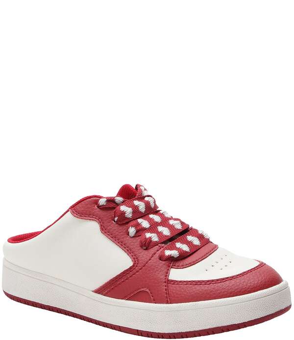 アレグリア レディース シューズ スニーカー なめし革 Alegria Celeste Leather Slip On Court Sneaker Mules Ruby ルビー