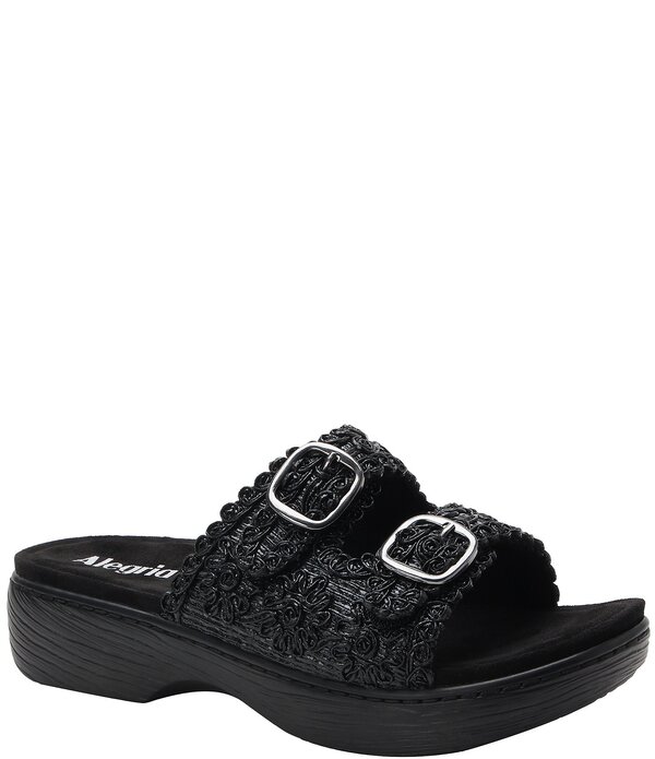 アレグリア レディース シューズ サンダル プラットフォーム Alegria Oona Soutache Braided Raffia Platform Slide Sandals Fancy Black ブラック