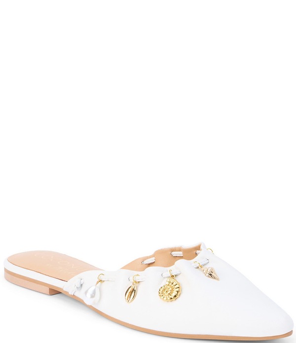 マチス レディース シューズ パンプス レザー Matisse Monette Leather Sea Life Charms Mules White ホワイト