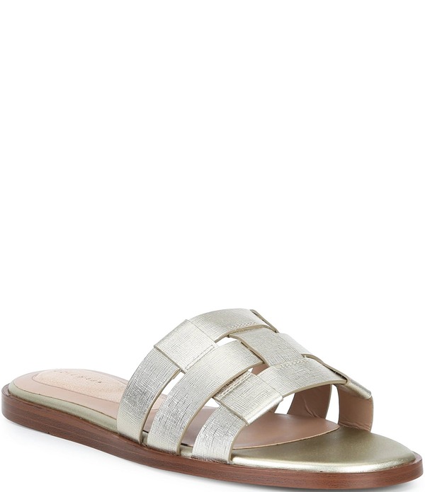 コールハーン レディース シューズ パンプス サンダル トール レザー Cole Haan Go-To Ensley Metallic Woven Textured Leather Slide Sandalsoft Gold ゴールド|ReVida 店