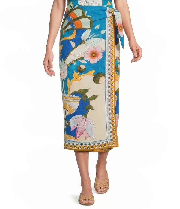 アントニオ メラーニ レディース ボトムスカート クレープリント マキシ Antonio Melani Breart Deco Print Crinkle Crepe High Rise Wrap Coordinating Maxi Skirt Art Deco