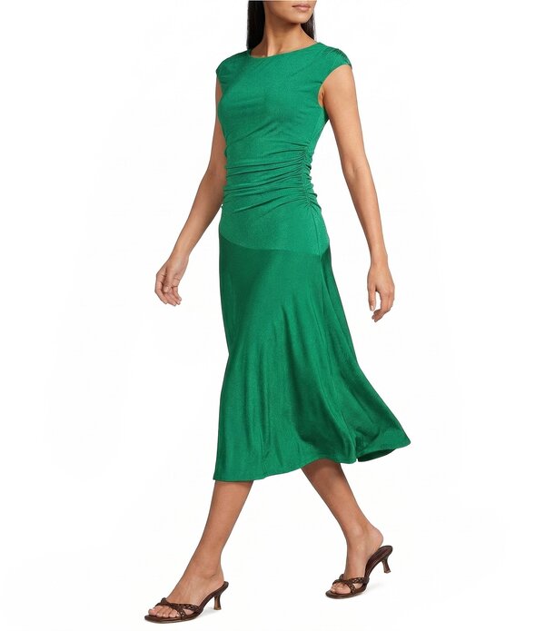 マレーラ レディース トップス ワンピース ミディ ノースリーブ ジャージー Marella Rugiada Jersey Boat Neck Sleeveless Fit and Flare Midi Dress Emerald エメラルド｜ReVida 店