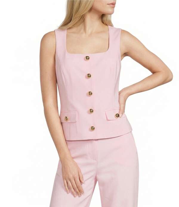 リリーピュリッツァー レディース アウター 限りない ノースリーブ Lilly Pulitzer Moira Stretch Double Cloth Square Neck Sleeveless Topink Muse サクラ色