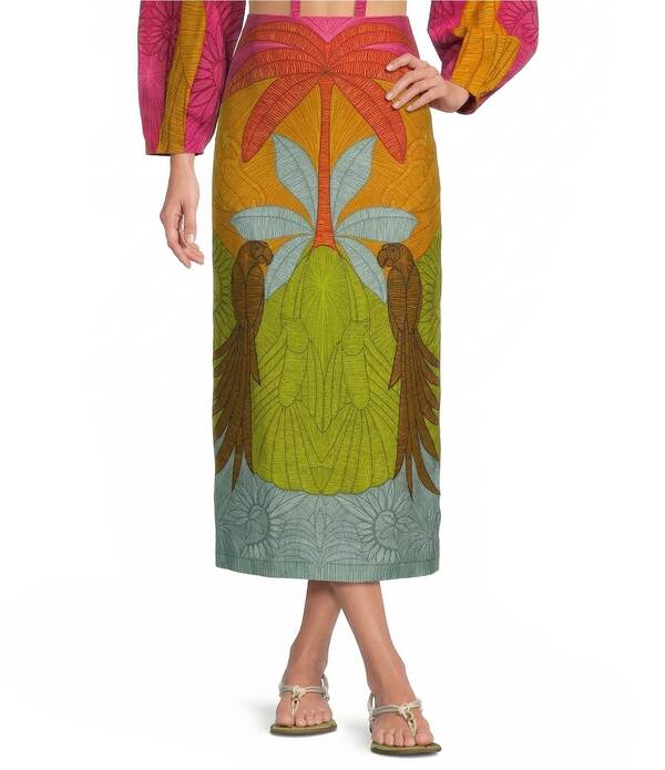ファーム レディース ボトムスカート フラワー柄 プリント リネン マキシ フラワー Farm Rio Usiacuri Floral Print High Rise Linen Maxi Skirt Usiacuri Multicolor マルチカラー