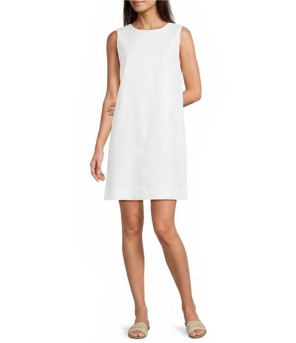 ギブソンアンドラティマー レディース トップス ワンピース ミニ ノースリーブ リネン Gibson & Latimer Linen High Scoop Neck Sleeveless Coordinating Mini Dress White ホワイト|ReVida 店