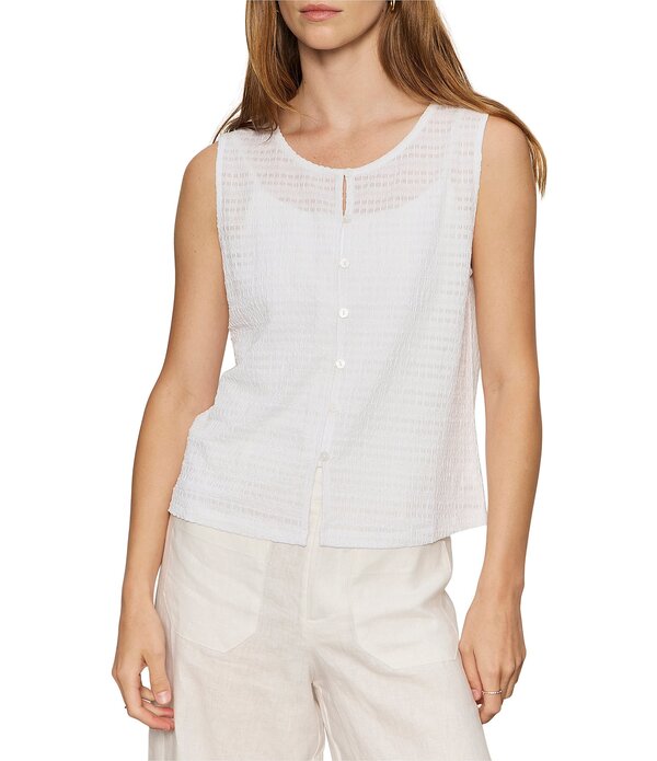 サンクチュアリー レディース トップス シャツ クルーネック ノースリーブ Sanctuary Textured Vacation Crew Neck Sleevelesshell Top White ホワイト