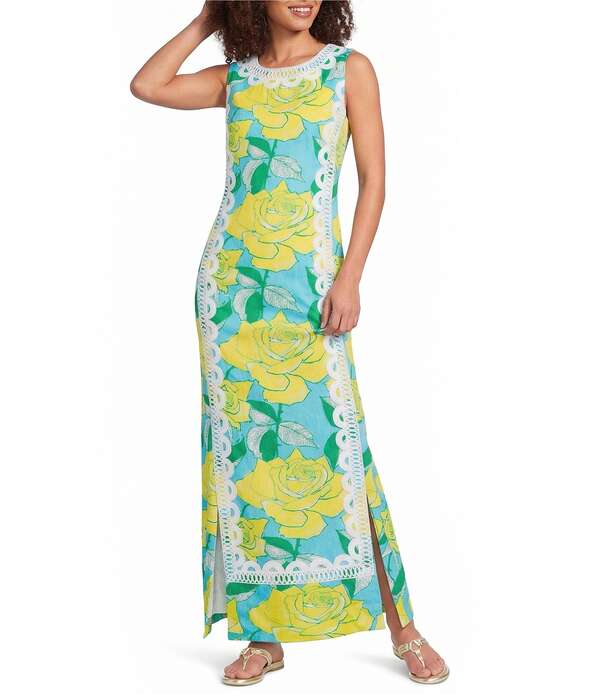 リリーピュリッツァー レディース トップス ワンピース ヴィンテージ クルーネック プリント ノースリーブ レース マキシ Lilly Pulitzer Lotta Stretch Vintage Dobby Ros Bud Print Crew Neck Sleeveless Lace Maxi Dress Blue Curacao ブルー 52,680円