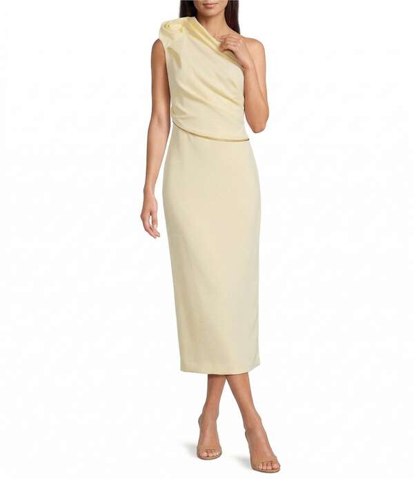 マルケッサ レディース トップス ワンピース クレープ ミディ Muse by Marchesa Tulip One Shoulder Stretch Crepe Column Midi Dress Macaroon｜ReVida 店