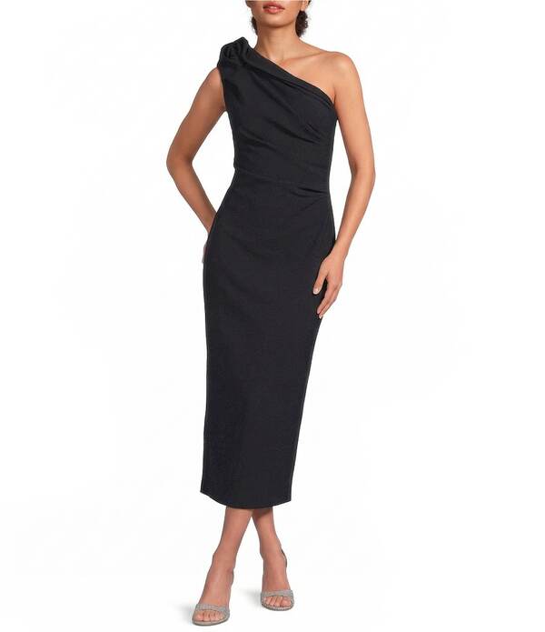 マルケッサ レディース トップス ワンピース クレープ ミディ Muse by Marchesa Tulip One Shoulder Stretch Crepe Column Midi Dress Navy ネイビー