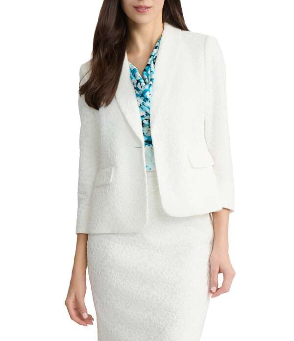 カスパール レディース アウター 厚地の外套 上衣 Kasper One Button Shawl Collar Jacket Lily White 白いこと