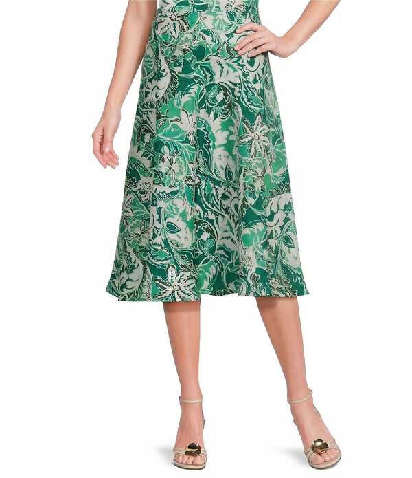 マレーラ レディース ボトムスカート プリント リネン Marella Coordinating Ospite Foliage Printed Linen Skirt Emerald エメラルド｜ReVida 店