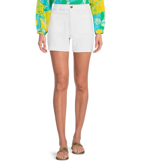 リリーピュリッツァー レディース ボトムス 二分の一ズボン下・さる股引き 遊撃手ズボン下 ジーンズ Lilly Pulitzer Harleen Denim High Rise Shorts Resort White 白いこと