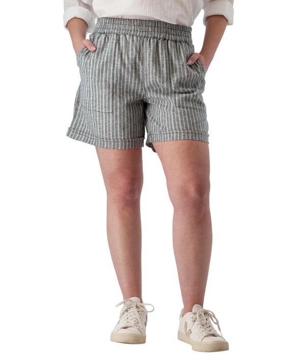 アベンチュラ レディース ボトムス ハーフパンツ・ショーツ ショートパンツ シャーリング Aventura Breezy Stripe Mid Rise Smocked Waist Pull-On Shorts Black ブラック