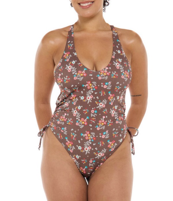 ボディーグローヴ レディース トップス 衣裳 Vのど首 Body Glove Belle Missy V-Neck Side Shirring Plunge One Piece Swimsuit Latte ワンピース-レディースファッション