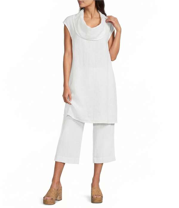ブライン ウォーカー レディース トップス シャツ A ライン キャップ リネン Bryn Walker Nolan Light Linen Cowl Neck Cap Sleeve A-Line Tunic White ホワイト