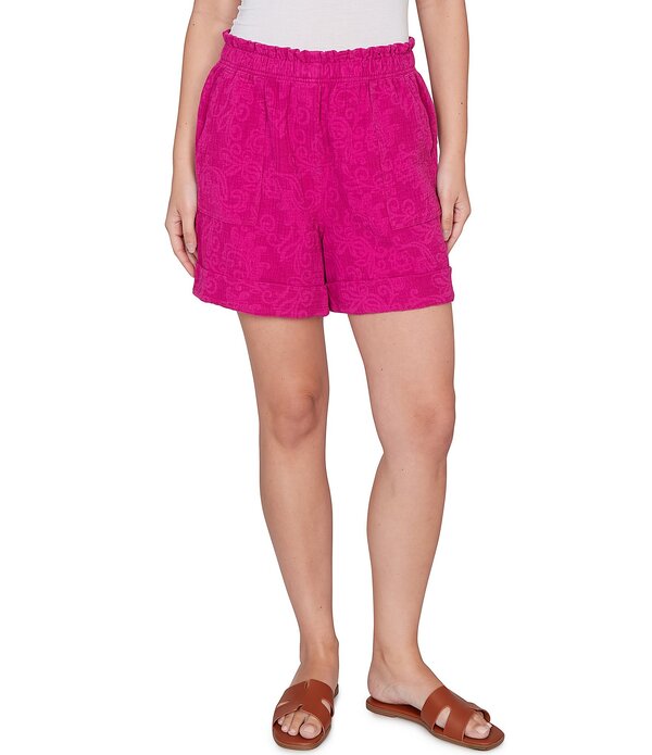 ルビーアールディー レディース ボトムス ハーフパンツ・ショーツ ショートパンツ Ruby Rd. Embossed Gauze Paisley Tacked Cuff Pull-On Shorts Fuchsia フューシャ