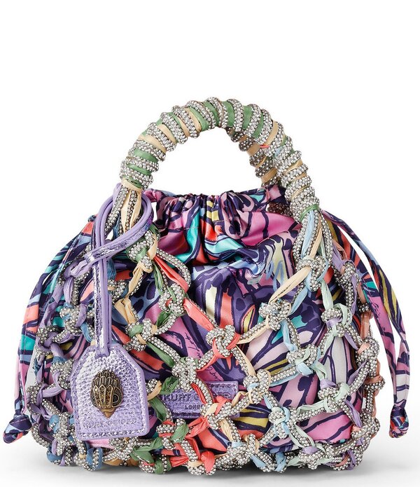 カートジェイガーロンドン レディース 御徒面子 Kurt Geiger London Small Macrame Crystal Handle Bucket Bag Lilac 紫はしどい
