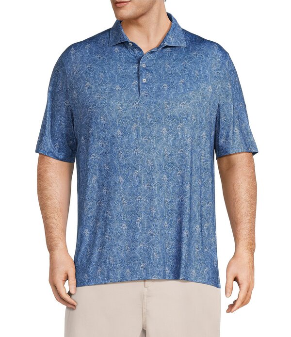 ジョニー オー メンズ トップス プルオーバー プッディングトール Johnnie-O Big \u0026 Tall Osmond Tropicaleaf Print Performance Short Sleeve Polo Shirt Lake カジュアルシャツ-メンズファッション-トップス