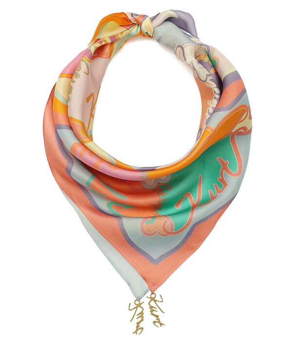 カートジェイガーロンドン レディース 付属物 えり巻き・袈裟・えり巻き ロゴタイプ Kurt Geiger London Kurt Script Logo Tassel Bandana Scarf Coral Glow コーラル