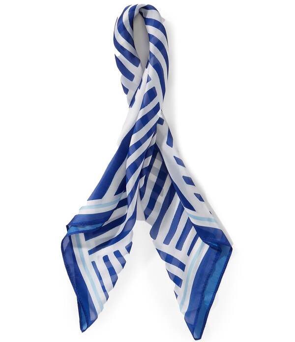 ヴィンスカムート レディース アクセサリー マフラー・ストール・スカーフ Vince Camuto Geo Stripe Bordered Square Scarf Navy ネイビー｜ReVida 店