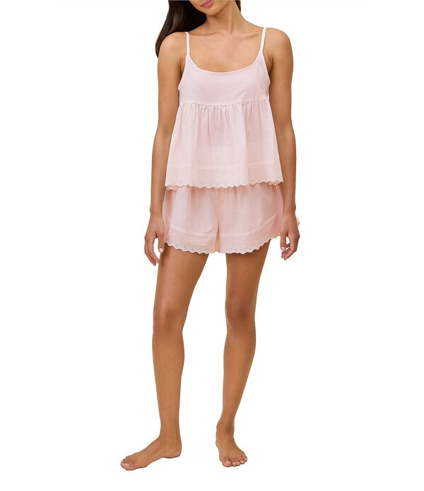 パピネール レディース アンダー御召しもの ナイト爵御召しもの ノースリーブ Papinelle Millie Broderie Sleevelesscoop Neck Woven Shorty Pajama Set Pink Rose サクラ色