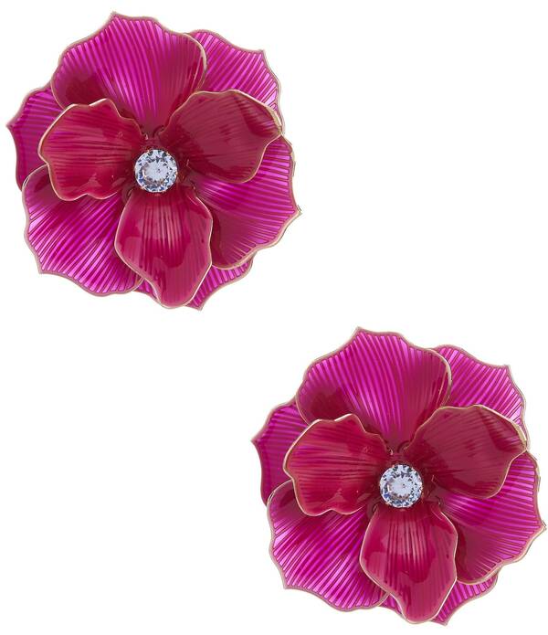 ナターシャ アクセサリー レディース ピアス・イヤリング Natashaccessories 3D Enamel Flower Drop Earrings Fuchsia フューシャ｜ReVida 店