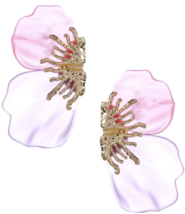 ナターシャ アクセサリー レディース ピアス・イヤリング Natashaccessories Halfloweresin Petal Drop Earrings Gold/Pink Multi ピンク|ReVida 店