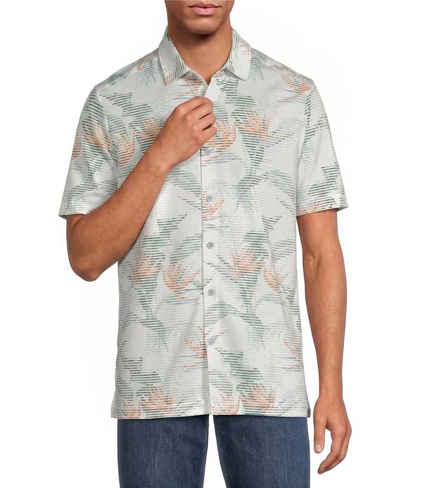 トッミーバハマ メンズ トップス シャツ トール Tommy Bahama Big \u0026 Tall Costa Wave Festa Frondshort Sleeve Woven Shirt White ホワイト