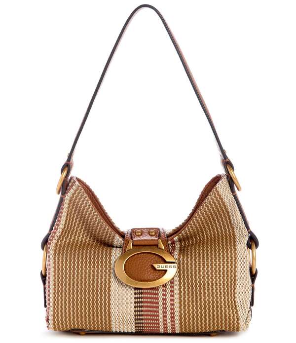 ゲス レディース バッグ ミニ Guess Camden Mini Canvastriped Shoulder Bag Cognac Multi マルチカラー｜ReVida 店 26,134円