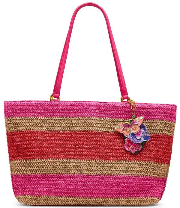 ベッツィジョンソン レディース バッグ Betsey Johnson Stripe Tease Crochet Striped Tote Natural Multi マルチカラー｜ReVida 店