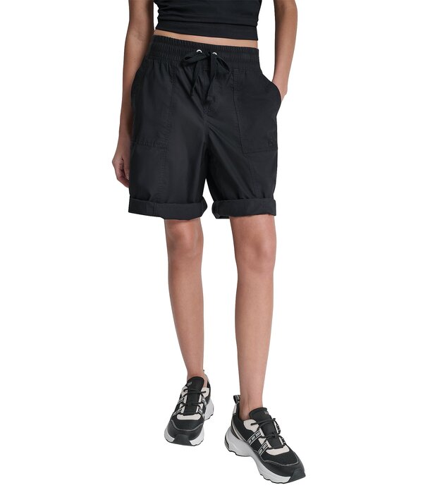 ダナキャラン レディース ボトムス 二分の一ズボン下・さる股引き DKNY Sport by Donna Karan Peached Poplin Rib Waist Convertible Bermuda Short Black 黒いこと