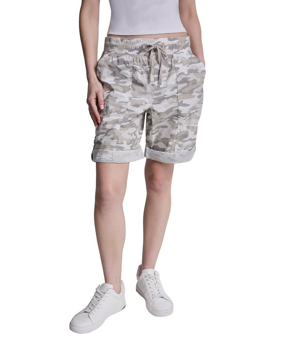 ダナキャラン レディース ボトムス 二分の一ズボン下・さる股引き DKNY Sport by Donna Karan Peached Poplin Rib Waist Convertible Bermuda Short Camo Sand 真砂