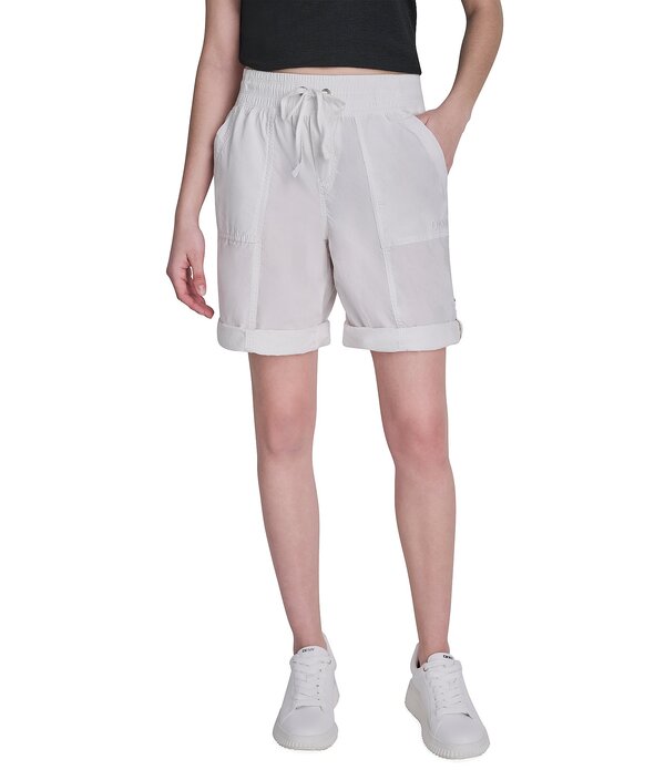 ダナキャラン レディース ボトムス 二分の一ズボン下・さる股引き DKNY Sport by Donna Karan Peached Poplin Rib Waist Convertible Bermuda Short Ivory 象牙色