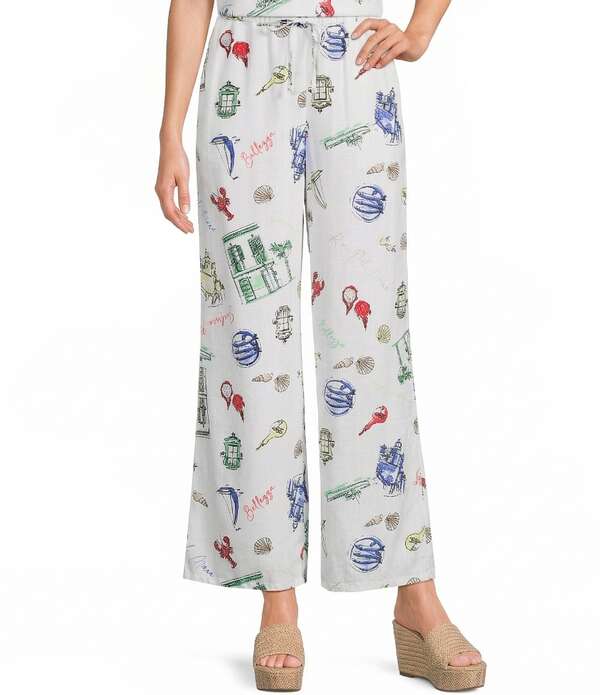 カッパーキー レディース ボトムス 心地好いズボン下 刷り上げる チェルシー Copper Key Printed Coordinating Chelsea Pants Ivory Multi 象牙色