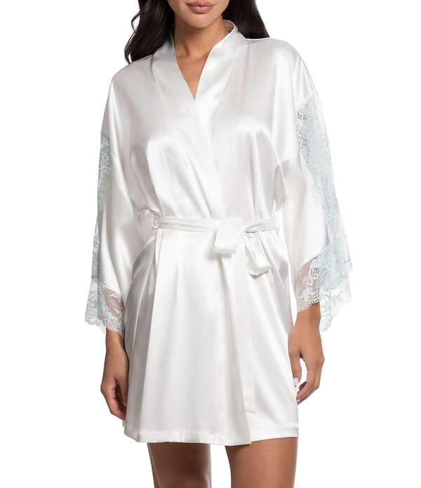 インブルーム レディース アンダー御召しもの ナイト爵御召しもの 繻子 In Bloom By Jonquil Bridal 3/4 Sleeve Satin Coordinating Short Robe Ivory 象牙色